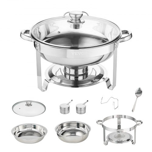 VEVOR Profi Edelstahl Warmhaltebehälter Speisenwärmer 2x3,5L Chafing Dish Set