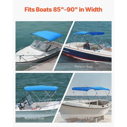 VEVOR Bimini Top Bootsverdeck Bootdach Sonnenverdeck Blau 3 Bögen 216-229cm