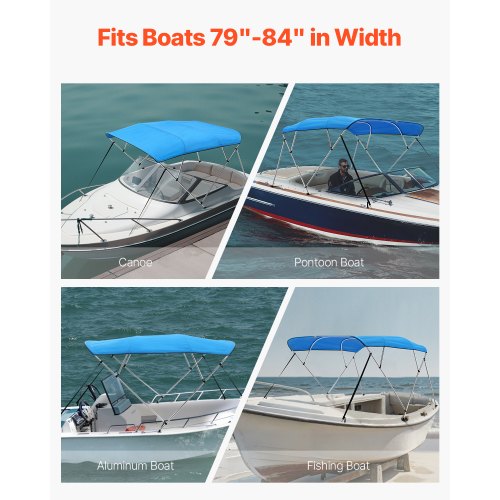 VEVOR Bimini Top Bootsverdeck Bootdach Sonnenverdeck Blau 4 Bögen 201-213cm
