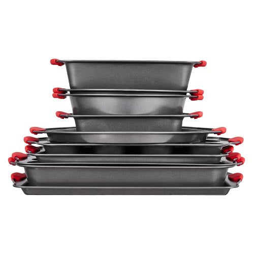 VEVOR Backform Küchenbackform Set 3-teilig Karbonstahl Silikongriffe Schwarz