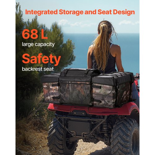 VEVOR 68L ATV Hinten Tasche Hecktasche Aufbewahrungstasche Schwamm Kissen