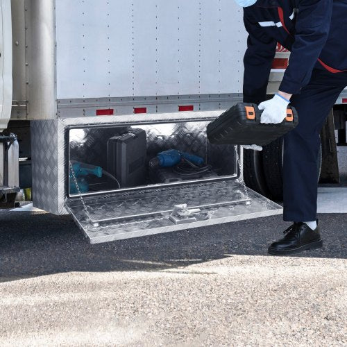 VEVOR Unterboden-LKW-Box, 914 x 610 x 610 mm Pickup-Aufbewahrungsbox, Aluminium-Diamantplatten-Werkzeugbox mit Schloss &amp; Schlüsseln, Wasserdichte Anhänger-Aufbewahrungsbox mit T-Griff-Verriegelung