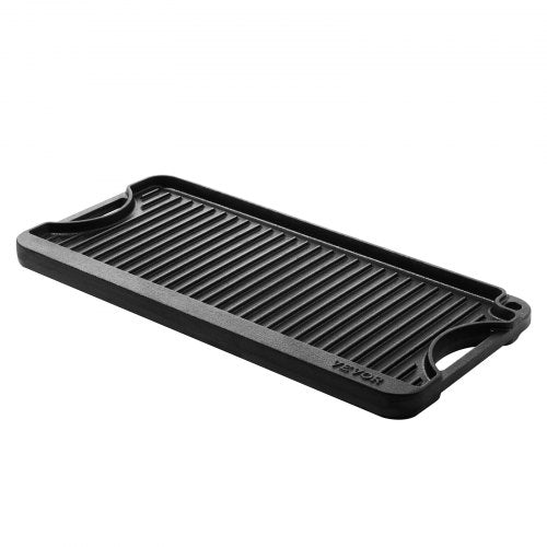 VEVOR Wendbare Grillplatte Vorgewürzte BBQ Pfanne aus Gusseisen 492x218mm