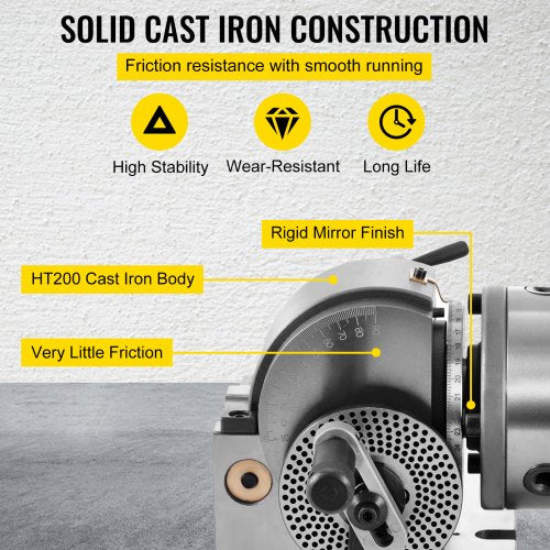 VEVOR Teilapparat mit backenfutter MT2, Rotary Tisch mit Indizierung Höhe der Mitte 100 mm, Dividing Head 23 kg, Rotary Tisch mit Tellern, Eine Starke Unterstützung zu Bearbeitenden Werkstück