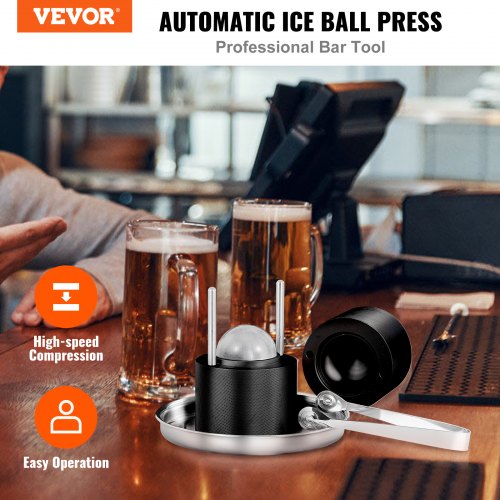 VEVOR Eiswürfelbereiter Eiswürfelformen Satz 60 mm, Eiswürfelform Eiskugelform mit Eiszange &amp; Tropfschale, Alu Schwarze Strapazierfähige Eiswürfelformen Eiswürfelbehälter Whisky Americano, Saft