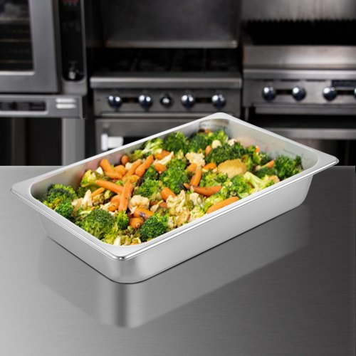 VEVOR Edelstahl Behälter 6 Stk. Speisebehälter Essens Behälter, Antihaft Teller, 537 x 330 x 90 mm kommerzieller Warmhaltebehälter für Speisen, Torten, Aufläufe, Hotelpfanne Tisch Food Pan
