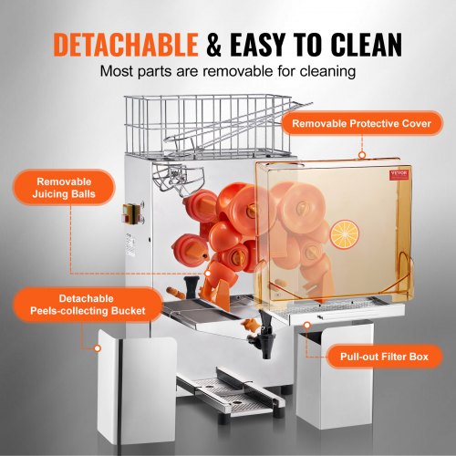 VEVOR Kommerzielle Orangensaftpresse, 120 W, Saftpresse, Extraktor, Wasserhahn