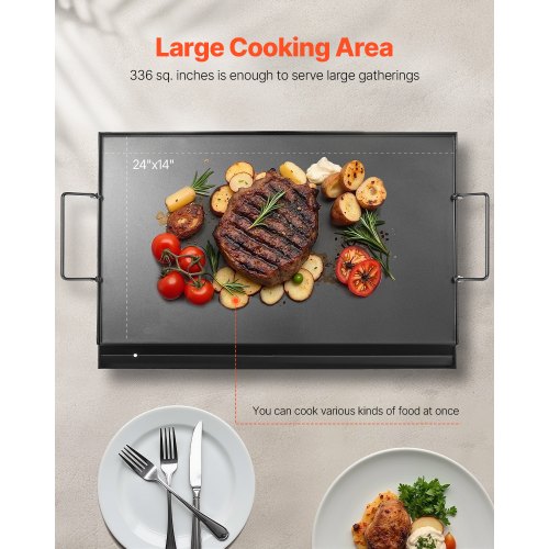 VEVOR Flache Grillplatte Grillpfanne Karbonstahl BBQ Kochgeschirr 606x360mm