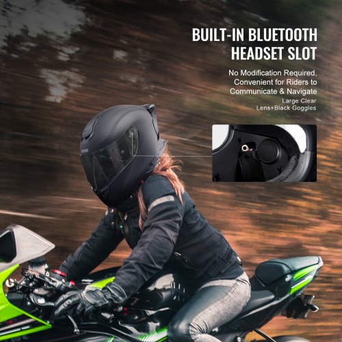 VEVOR Integralhelm Motorrad Motocrosshelm Motorradhelm 57-58cm Schwarz Größe M