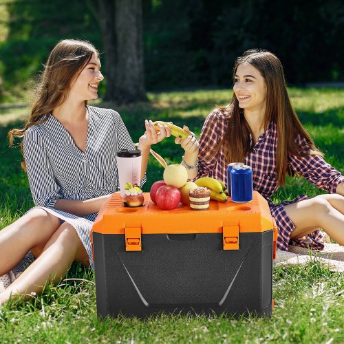 VEVOR Tragbare Kühlbox Isolierte Hartkühlbox mit Getränkehalter 63Qt