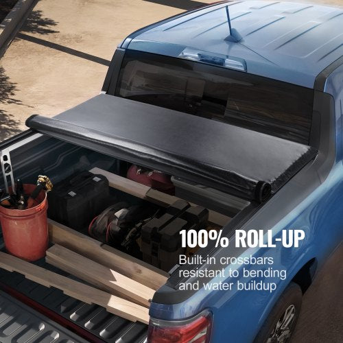 VEVOR Ladeflächenabdeckung, Rollbare Ladeflächenabdeckung, Kompatibel mit Ford F-150 Styleside-Ladefläche 2009-2024, für 16,7 x 16,4 m große Ladefläche, Weiches PVC-Material, 100 % Ladeflächenzugang