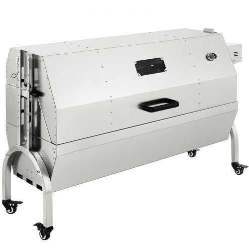 VEVOR Rotisserie-Grill, Edelstahl, Schweinelamm, Haubenbräter, 127 cm, elektrischer Holzkohlespieß, mit 40-W-Motor und höhenverstellbaren, feststellbaren Rollen, mit Deckel, für Outdoor, Camping usw.