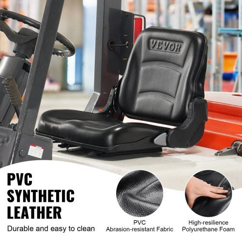 VEVOR Universal Traktorsitz aus PVC-Kunstleder und Polyurethanschaum Traktor Schleppersitz mit verstellbarer Rückenlehne und Mikro-Sicherheitsschalter Treckersitz Fahrersitz 160–340mm Schlitz