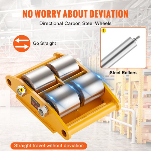 VEVOR 4x Panzerrollen 12T Transportfahrwerk 280x210x105mm Transportrollen mit 4 Richtungsräder aus Kohlenstoffstahl Industrieroller Roller Ф 135x9mm Drehplatte Möbeltransporthilfe Transportroller