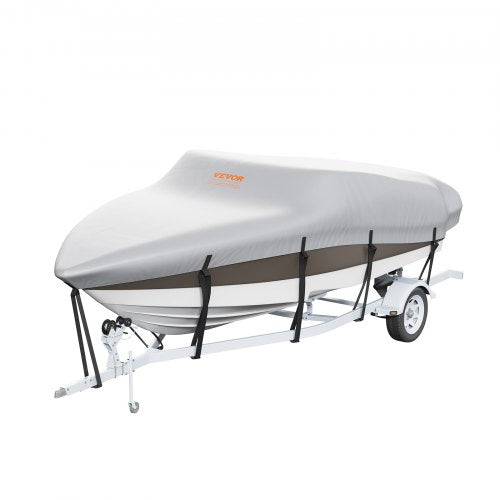 VEVOR Bootspersenning Abdeckplane Bootsplane, 609–670 cm Persenning Schlauchboot 600D Oxford-Gewebe Bootspersenning Abdeckung mit Aufbewahrungstasche 435 x 300 mm, Angelboot Bootsabdeckplane Grau
