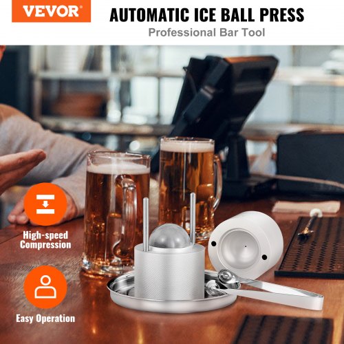 VEVOR Eiswürfelbereiter Eiswürfelformen Satz 60 mm, Eiswürfelform Eiskugelform mit Eiszange &amp; Tropfschale, Alu Strapazierfähige Eiswürfelformen Eiswürfelbehälter Whisky Americano, Saft &amp; Milch Silber