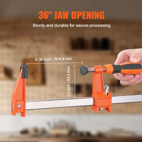 VEVOR Stangenklemmen für die Holzbearbeitung, F-Klemme, 2er-Pack, 36-Zoll-Klemme/Spreizer, 600 lbs Last