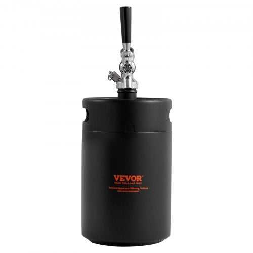 VEVOR Mini Bierfass Bierzapfanlage 5L Druck-Growler Schwarz Haushalt Camping