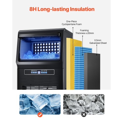 VEVOR Kommerzielle Eisbereiter Eismaschine 36,29kg/Tag LED Anzeige Restaurant
