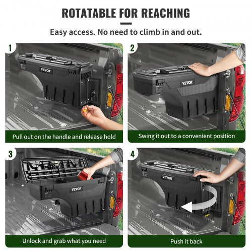 VEVOR LKW-Ladefläche Aufbewahrungsbox, abschließbarer Deckel, wasserdichte ABS-Radkasten Werkzeugkasten mit Passwort-Vorhängeschloss, kompatibel mit Tundra 2007-2021, Beifahrerseite, Schwarz