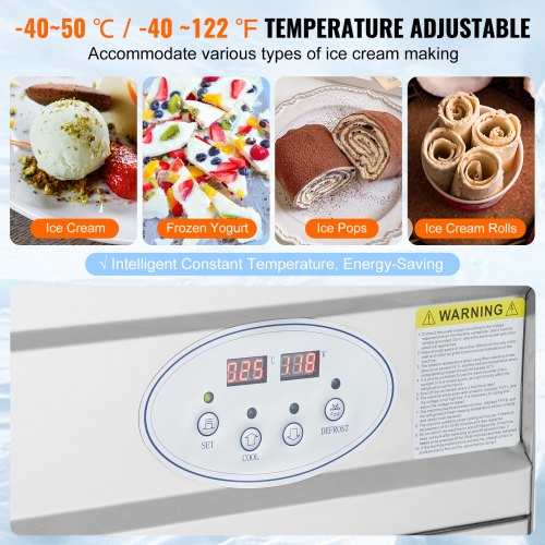 VEVOR Maschine für Frittierte Eisrollen, 50 x 50 cm Große Quadratische Pfanne zum Frittieren von Eis, Kommerzielle Eismaschine aus Edelstahl mit Kompressor und 2 Schabern