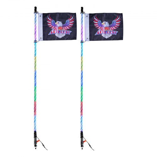 VEVOR LED Whip Light 2PCS 5FT RGB Spiral Antenna Light Remote App ATV UTV RZR