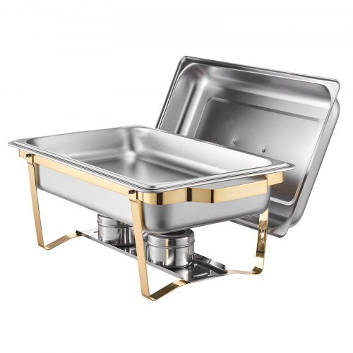 VEVOR Chafing Dish Set Speisenwärmer Edelstahl 7,5L/4L Buffet Gold Hochzeit