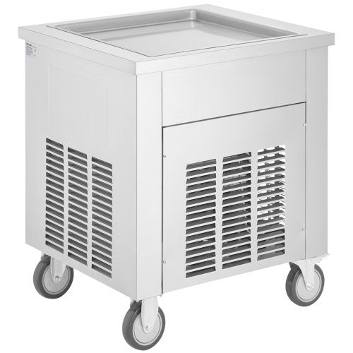 VEVOR Maschine für Frittierte Eisrollen, 50 x 50 cm Große Quadratische Pfanne zum Frittieren von Eis, Kommerzielle Eismaschine aus Edelstahl mit Kompressor und 2 Schabern