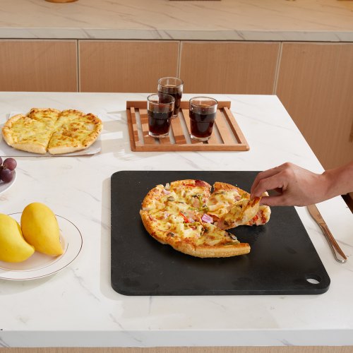 VEVOR Pizzastahl, 16" x 14,5" x 1/4" Pizzastahlplatte für den Ofen, vorgewürzter Pizza-Backstein aus Kohlenstoffstahl mit 20-fach höherer Leitfähigkeit, robuste Pizzapfanne für Außengrill, Innenofen