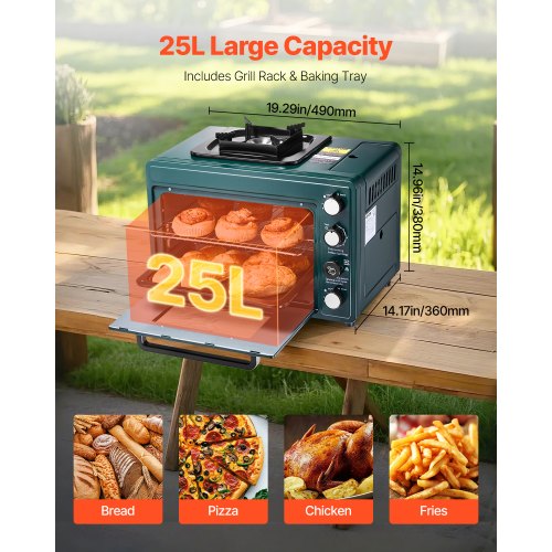 VEVOR Outdoor Ofen 2 in 1 Tragbarer Gas Camping Herd OfenEinstellbare Feuer