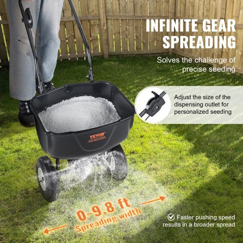VEVOR 60LB Broadcast Spreader Walk-Behind Rasenstreuer Dünger Gartensämaschine