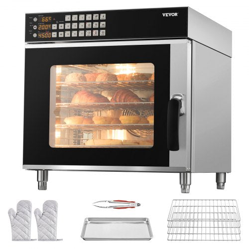 VEVOR Konvektionsofen Kommerzieller Toaster Bäcker Edelstahl 58L Ofen