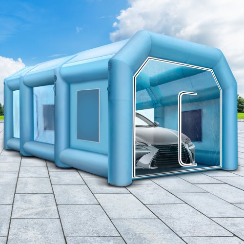 VEVOR Aufblasbare Sprühkabine Lackierzelt 8x4,5x3m Aufblasbare Lackierkabine Zelt Spritzkabine Großes Autozelt Partyzelt Campingzelt Luftzelt mit 2