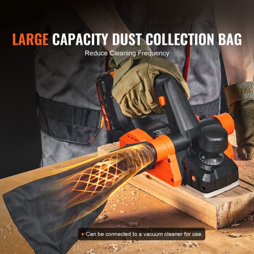 VEVOR Akku-Hobel 20V 800W Handhobel 82mm Breite Hobelmaschine 2mm Hobeltiefe Elektrohobel 16000U/min Einhandhobel mit HSS-Klingen und doppeltem Staubauslasssystem Hobekl Handhobelmaschine