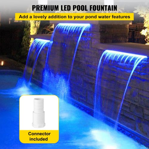 VEVOR Schwallduschen Wasserfall 30 x 8 x 21 cm Schwalldusche Pool und Bachlaufsets 5 m Netzkabel für Garden Wand Mauer Gabione Teich