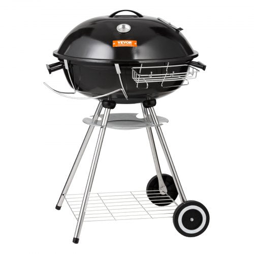 VEVOR Wasserkocher Holzkohlegrill Kugelgrill 56 cm tragbar Grill Kugelgrill mit Deckel Leckeres BBQ Picknickgrill mit großer Grillfläche Holzkohle