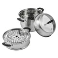VEVOR 28cm Dampfgarer Topf Edelstahl mit Glasdeckel, 3 Etagen Dampfkocher Dampftopf Induktion Gardampftopf Dampfkochtopf Kochtopf Ideal für Gemüse, Fisch, Suppe, Knödel (inkl. 2 Dampfgarer-Einsätze)