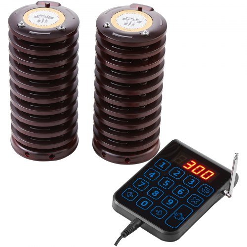 VEVOR Restaurant-Pager-System, Kabelloses Warteschlangensignal mit 500 m Reichweite, Piepser zur Rufannahme von Gästen mit Vibration und Blinken, 20 Pager für Imbisswagen, Kirche