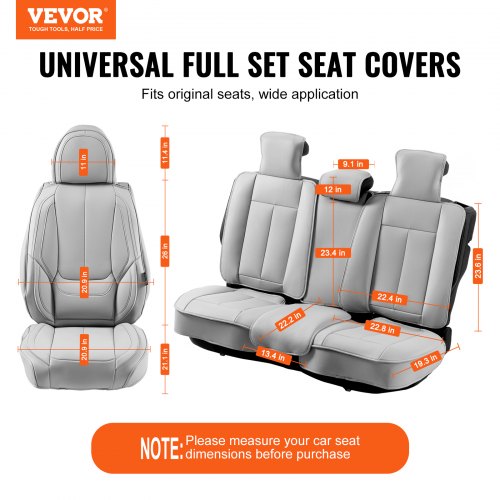 VEVOR-Sitzbezüge, universelle Autositzbezüge, Vorder- und Rücksitz, 13-teiliger Kunstleder-Sitzbezug, vollständig geschlossenes Design, abnehmbare Kopfstütze &amp; Airbag-kompatibel, Autos, SUVs, Lkws