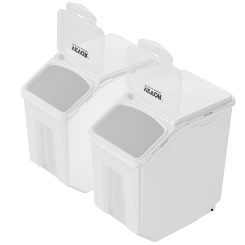 VEVOR Mottensichere Vorratsdosen Aufbewahrungsbox Küche 15 L x 2, Sichtbarer Vorratsbehälter PP mit Deckel und Rollen, Luftdichter Behälter für Reis, Mehl, Zucker, Hülsenfrüchte, Nüsse, Tiernahrung