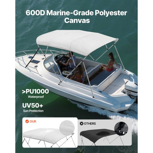 VEVOR Bimini Top Bootsverdeck Bootdach Sonnenverdeck Hellgrau 4 Bögen 170-183cm