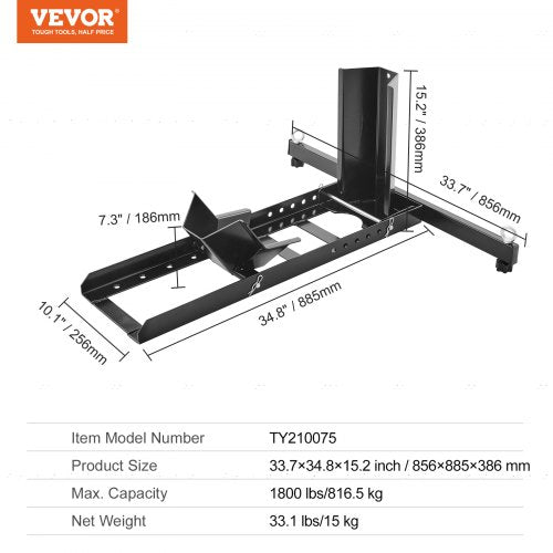 VEVOR Motorrad Vorderrad Unterlegkeil Motorrad Ständer 381–558,8 mm Einstellbar, Motorrad-Unterlegkeilständer Tragfähigkeit 816,5 kg, Geeignet für 76,2–203,2 mm Reifenbreite Vorne Paddock Ständer