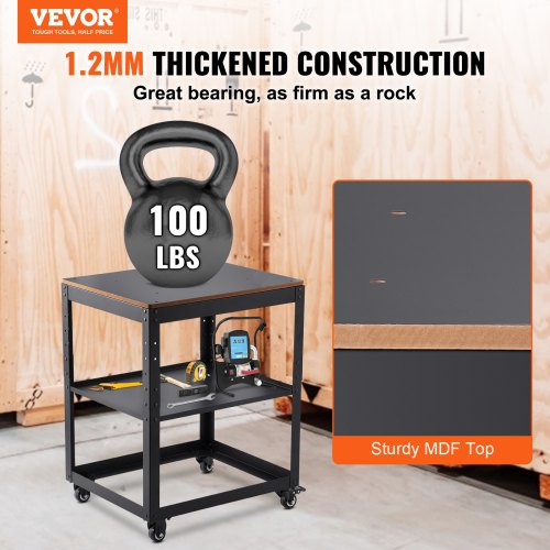 VEVOR Maschinenständer Dickenhobel 70,3×60,3×90cm Untergestell Dickenhobelmaschine Stahl &amp; MDF Max. Belastbarkeit 45kg Maschinentisch höhenverstellbar Kompitable mit meisten Hobelmaschinen Sägen