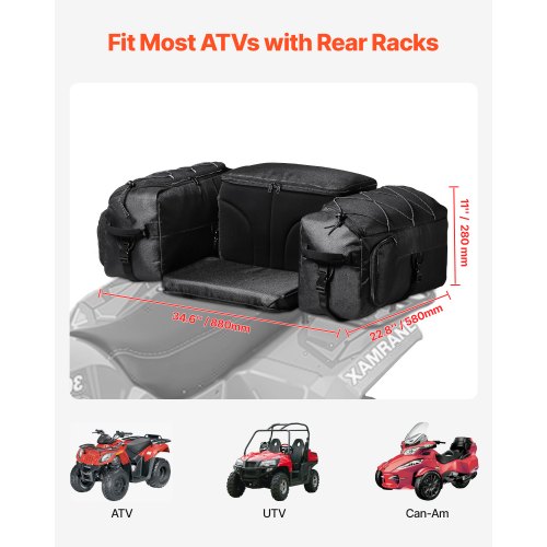 VEVOR 74L ATV Hinten Tasche Hecktasche Aufbewahrungstasche Schwamm Kissen