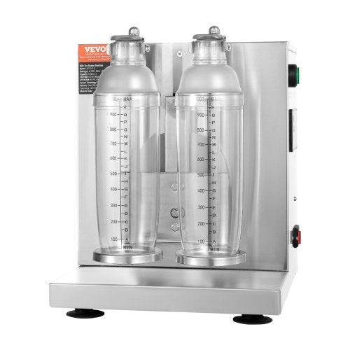 VEVOR Milchshake-Maschine, 120 W Kommerzielle Milch-Tee-Shaker-Maschine, Doppelkopf-Milchshake-Mixer-Maschine, 0-180 s einstellbarer Milchshake-Mixer, mit 1 L PC-Becher, für Milch-Tee-Geschäft