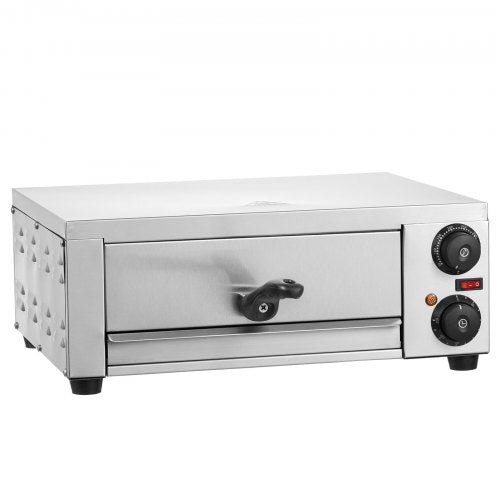 VEVOR Kommerzieller Pizzaofen Backofen 305mm Edelstahl Elektrisch 2 Drehknöpfe