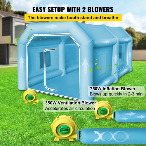 VEVOR Lackierzelt Ausblasbares Autosprühkabine 4 x 2,5 x 2,2 m Lackierkabine Pop Up Zelt Campingzelt Großes Zelt