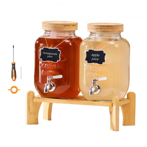 VEVOR Getränkespender 2x3,8L Saftspender mit Zapfhahn für Partys Bars Glas