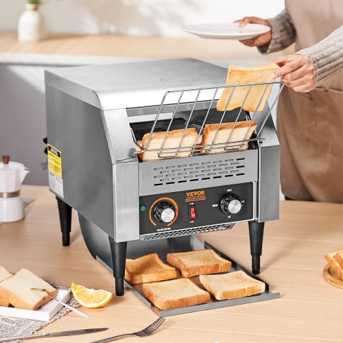 VEVOR Durchlauf-Toaster 1770 W Förderbandtoaster, Kettentoaster, Drei Einstellbare Modi 150 / 300 / 450 Scheiben pro Stunde, Kommerzieller Toaster Förderband Edelstal Restaurants, Bäckereien