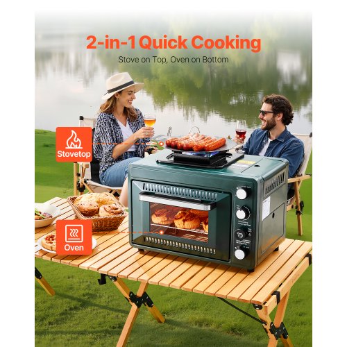 VEVOR Outdoor Ofen 2 in 1 Tragbarer Gas Camping Herd OfenEinstellbare Feuer